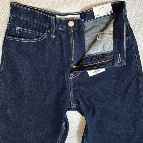 NWT Bershka Men’s Baggy Jeans Turned-up Hems Blue Size 29 - Picture 9 of 15